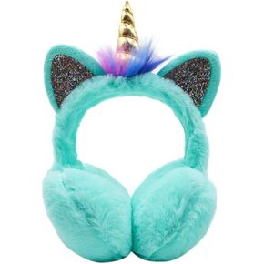 BUTITNOW Cute Rainbow Unicorn Earmuffs for Women Kids Girls, Foldable Warm Soft Plush Comfortable Outdoor Winter Ear Warmers in Kuwait
