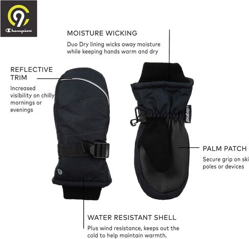 C9 Champion Kids Unisex Cold Weather Windproof and Waterproof Snow and Ski Mitten with Reflective Trim in Saudi Arabia