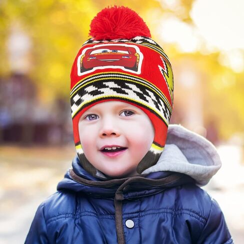 Disney Boys Winter Hat And Mitten Set, Cars Lightning McQueen Toddler Beanie For Ages 2-4, Red/Black in Saudi Arabia
