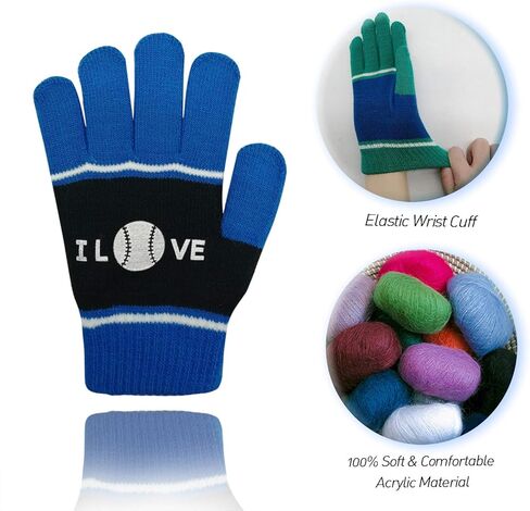 Evridwear Kids Winter Gloves, 3Pairs Knit Warm Stretch Gripper Children Glove for Boys Girls 4-14 Years in Kuwait