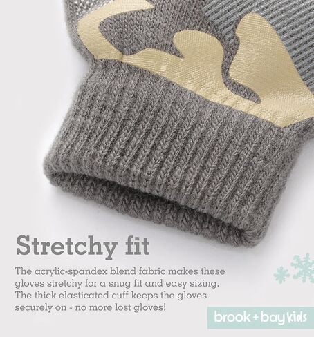 Brook + Bay Kids Magic Gloves - 3 Pack Kids Winter Gloves - Cold Weather Gloves for Boys & Girls - Children's Knit Gloves in Kuwait