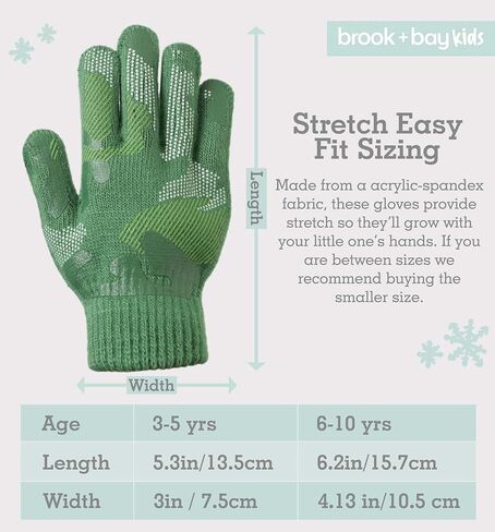 Brook + Bay Kids Magic Gloves - 3 Pack Kids Winter Gloves - Cold Weather Gloves for Boys & Girls - Children's Knit Gloves in Kuwait