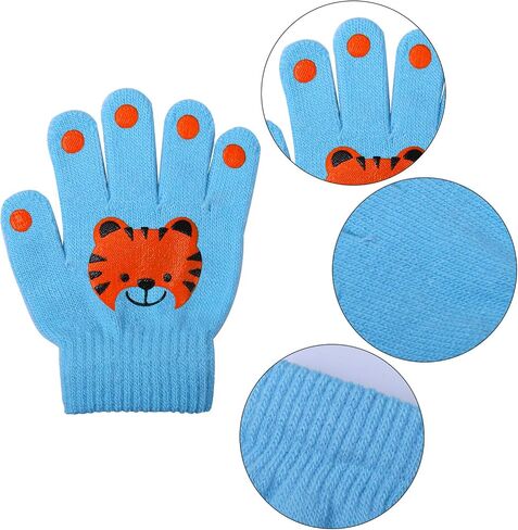 Cooraby 6 Pairs Kids Warm Magic Gloves Winter Stretchy Knit Gloves for Boys Girls in Saudi Arabia