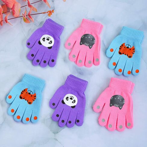 Cooraby 6 Pairs Kids Warm Magic Gloves Winter Stretchy Knit Gloves for Boys Girls in Saudi Arabia