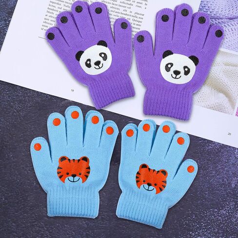 Cooraby 6 Pairs Kids Warm Magic Gloves Winter Stretchy Knit Gloves for Boys Girls in Saudi Arabia