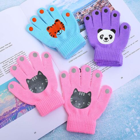 Cooraby 6 Pairs Kids Warm Magic Gloves Winter Stretchy Knit Gloves for Boys Girls in Saudi Arabia