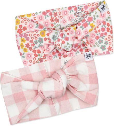HonestBaby Girls' Organic Cotton Knotted Headbands Multi-Pack, 10-Pack Rainbow Gems Pinks, Medium in Saudi Arabia