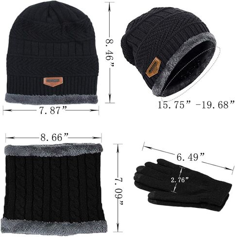 T WILKER 3Pcs Winter Hats Neck Warmer Scarf and Touch Screen Gloves Set for Kids in Kuwait
