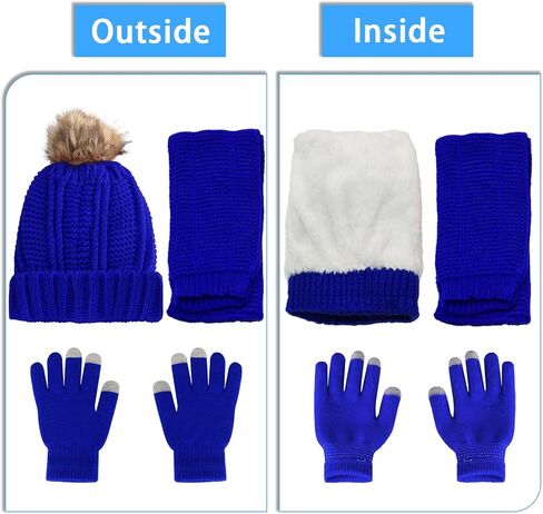 Kids Knit Hat/Scarf/Gloves Set,Winter Warm Set with Beanie and Long Scarf in Kuwait