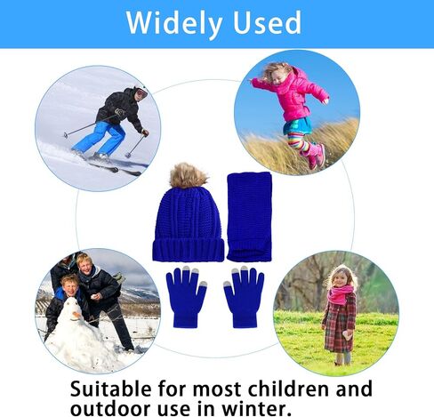 Kids Knit Hat/Scarf/Gloves Set,Winter Warm Set with Beanie and Long Scarf in Kuwait