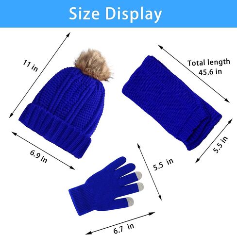 Kids Knit Hat/Scarf/Gloves Set,Winter Warm Set with Beanie and Long Scarf in Kuwait