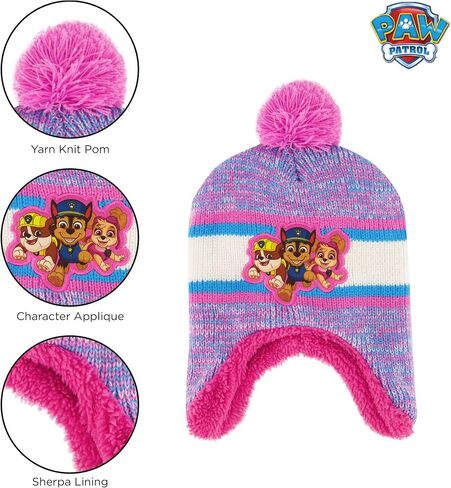 Nickelodeon girls Winter Hat and Mittens Set, Paw Patrol's Marshall, Chase and Skye Toddler Beanie for Ages 2-4 in Saudi Arabia