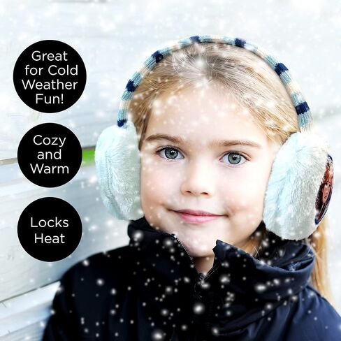 Disney Girls' Winter Earmuffs and Kids Set, Frozen 2 Ear Warmers Ages, Light Blue, Gloves-Age 4-7 in Saudi Arabia