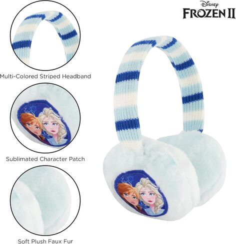 Disney Girls' Winter Earmuffs and Kids Set, Frozen 2 Ear Warmers Ages, Light Blue, Gloves-Age 4-7 in Saudi Arabia