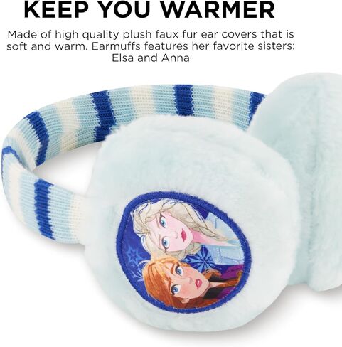 Disney Girls' Winter Earmuffs and Kids Set, Frozen 2 Ear Warmers Ages, Light Blue, Gloves-Age 4-7 in Saudi Arabia