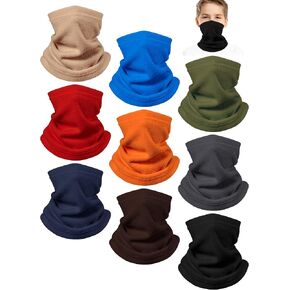 9 Pieces Kids Neck Warmer Winter Fleece Neck Gaiter Kid Tube Scarf Balaclava for Winter Sports in Saudi Arabia
