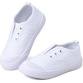 حذاء رياضي قماشي خفيف الوزن سهل الارتداء للاطفال الاولاد والبنات الصغار، حذاء رياضي ابيض كاجوال لطيف على البشرة للمشي والجري (للاطفال الصغار/الاطفال الصغار/الاطفال الكبار) in Kuwait