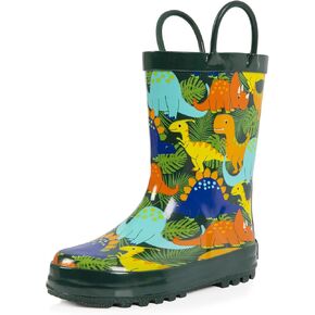 landchief Toddler Rain Boots, Kids Rain Boots Waterproof Rubber Boots for Girls and Boys with Fun Patterns and Easy-On Handles