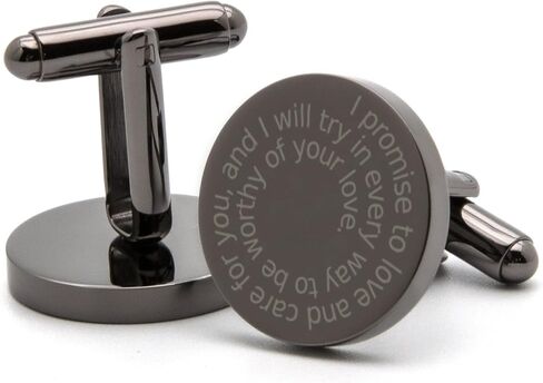 MUUJEE To My Groom Cufflinks with Engraved Wood Gift Box - Gun Metal Cufflinks for Men Cuff Links Wedding Gift for Groom in Saudi Arabia