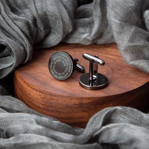 MUUJEE To My Groom Cufflinks with Engraved Wood Gift Box - Gun Metal Cufflinks for Men Cuff Links Wedding Gift for Groom in Saudi Arabia