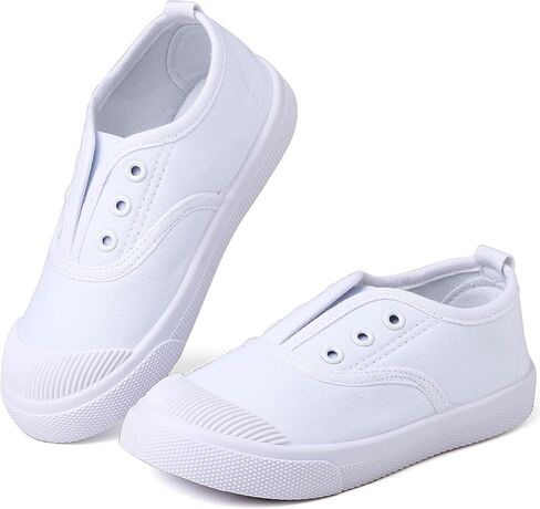 حذاء رياضي قماشي خفيف الوزن سهل الارتداء للاطفال الاولاد والبنات الصغار، حذاء رياضي ابيض كاجوال لطيف على البشرة للمشي والجري (للاطفال الصغار/الاطفال الصغار/الاطفال الكبار) in Kuwait