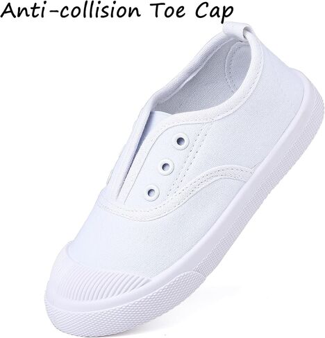 حذاء رياضي قماشي خفيف الوزن سهل الارتداء للاطفال الاولاد والبنات الصغار، حذاء رياضي ابيض كاجوال لطيف على البشرة للمشي والجري (للاطفال الصغار/الاطفال الصغار/الاطفال الكبار) in Kuwait