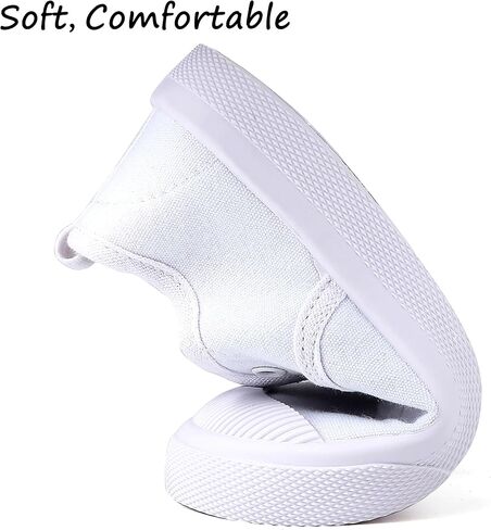 حذاء رياضي قماشي خفيف الوزن سهل الارتداء للاطفال الاولاد والبنات الصغار، حذاء رياضي ابيض كاجوال لطيف على البشرة للمشي والجري (للاطفال الصغار/الاطفال الصغار/الاطفال الكبار) in Kuwait