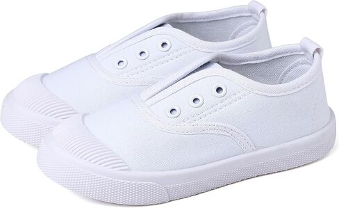 حذاء رياضي قماشي خفيف الوزن سهل الارتداء للاطفال الاولاد والبنات الصغار، حذاء رياضي ابيض كاجوال لطيف على البشرة للمشي والجري (للاطفال الصغار/الاطفال الصغار/الاطفال الكبار) in Kuwait