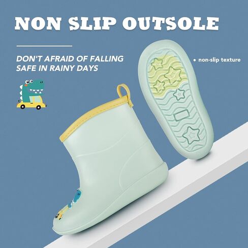 Toddler Kids Rain Boots Baby Rain Shoes Children Easy On Waterproof Boots for Boys and Girls in Kuwait