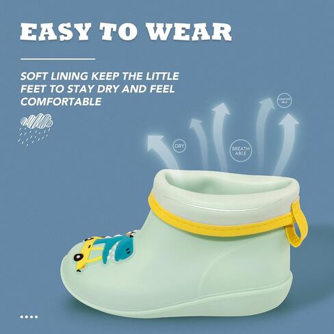 Toddler Kids Rain Boots Baby Rain Shoes Children Easy On Waterproof Boots for Boys and Girls in Kuwait