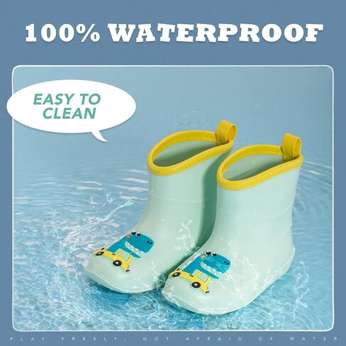 Toddler Kids Rain Boots Baby Rain Shoes Children Easy On Waterproof Boots for Boys and Girls in Kuwait