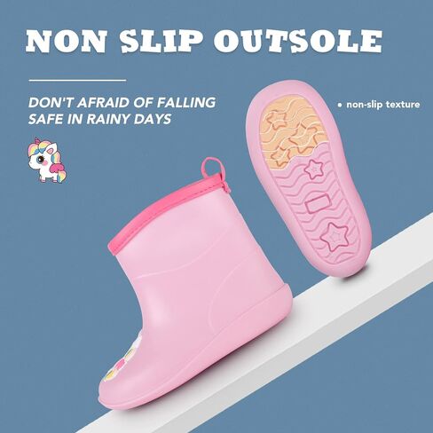 Toddler Kids Rain Boots Baby Rain Shoes Children Easy On Waterproof Boots for Boys and Girls in Kuwait