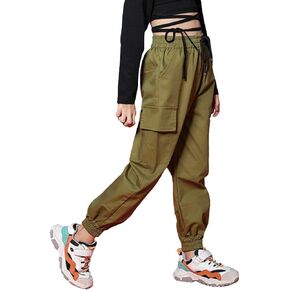 Rolanko Girls Cotton Jogger Cargo Pants for Kids Loose Street Hip Hop Dance in Kuwait