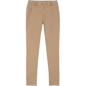 IZOD Girls' School Uniform Skinny Leg Jegging, Flat Front Style with Faux Button, Functional Back Pockets