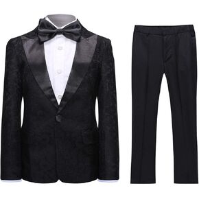 Boys Tuxedo Suit Shiny Fashion Dress 2 Pieces Blazer Pants Sequin Shawl Collar
