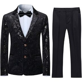 Boyland Boys Jacquard Suit Slim Fit Tuxedo Suits Jacquard Notch Lapel Tux Jacket Pants Party Formal Wear