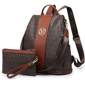 MKP COLLECTION Women Fashion Backpack Purse Multi Pockets Anti-Theft Rucksack Ladies Travel Shoulder Bag Handbag Set 2pcs