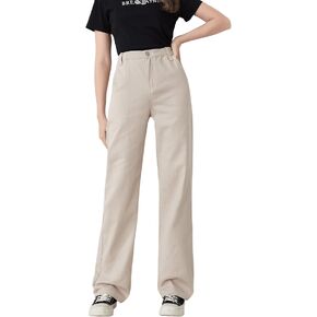 SweatyRocks Girl's Casual High Waisted Straight Leg Jeans Plain Denim Pants with Pocket