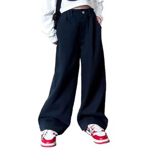 YaYabroe Kids Girls Ripped Distressed Washed Baggy Wide Leg Casual Jeans Size 5-14 yrs