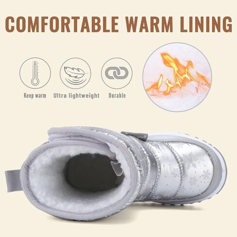 CIOR Winter Snow Boots for Boy and Girl Outdoor Waterproof with Fur Lined(Toddler/Little Kids) in Kuwait