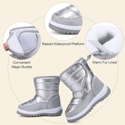 CIOR Winter Snow Boots for Boy and Girl Outdoor Waterproof with Fur Lined(Toddler/Little Kids) in Kuwait