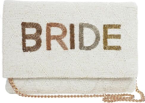BRIDAL Clutch for Wedding Day, Beaded White Clutch Purse for Bachelorette Party, White Bridal Purse, Bridal Shower Gifts & Engagement Gifts for Bride To Be (Multi) in Kuwait