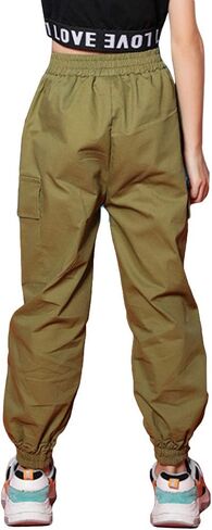 Rolanko Girls Cotton Jogger Cargo Pants for Kids Loose Street Hip Hop Dance in Kuwait