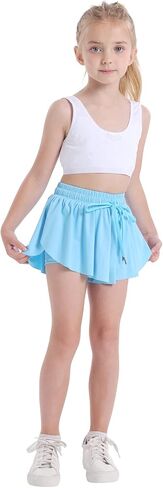 3 Pack Girls Flowy Shorts 2 in 1 Butterfly Skirt Shorts with Pockets for Dance School Wear Running Gym Fitness Sleep in Kuwait
