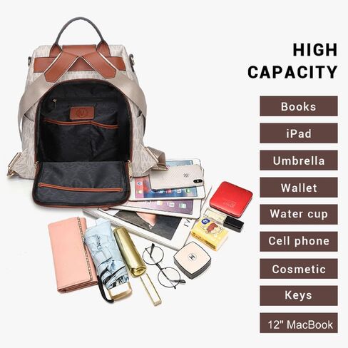 MKP COLLECTION Women Fashion Backpack Purse Multi Pockets Anti-Theft Rucksack Ladies Travel Shoulder Bag Handbag Set 2pcs in Kuwait