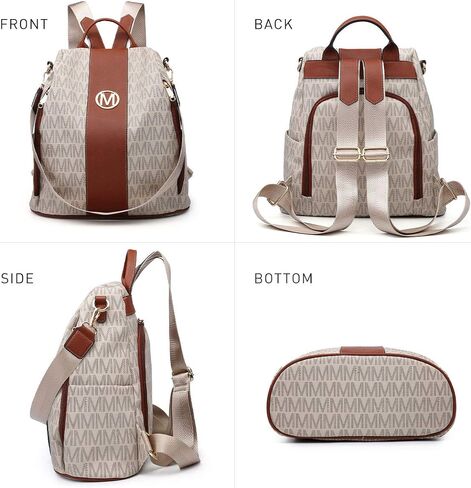 MKP COLLECTION Women Fashion Backpack Purse Multi Pockets Anti-Theft Rucksack Ladies Travel Shoulder Bag Handbag Set 2pcs in Kuwait