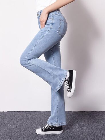 WDIRARA Girl's High Waisted Ripped Raw Hem Flare Bell Bottom Jeans Denim Pants in Saudi Arabia
