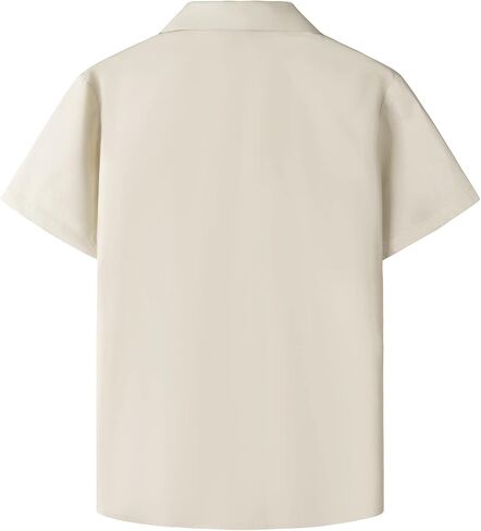 JOGAL Boys Guayabera Shirts Cuban Short Sleeve Casual Button Down Beach Shirt in Kuwait