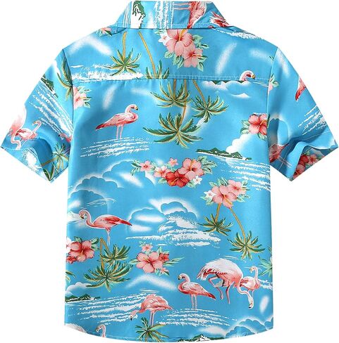 قميص SSLR Big Boys Hawaiian، قميص هاواي للأطفال، قميص Flamingos بأكمام قصيرة وقميص Luau للأطفال in Kuwait