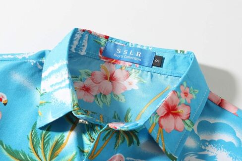 قميص SSLR Big Boys Hawaiian، قميص هاواي للأطفال، قميص Flamingos بأكمام قصيرة وقميص Luau للأطفال in Kuwait